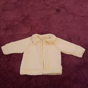 Handmade Crocheted Pale Yellow Baby Sweater